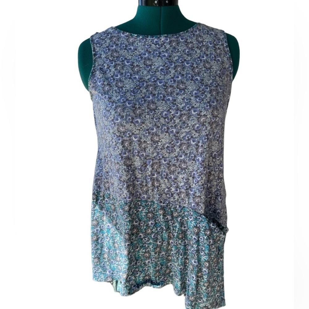 Euc sz large floral asymmetrical tunic top with pocket